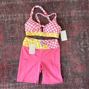NWT Dippin Daisys Checkered Workout Set